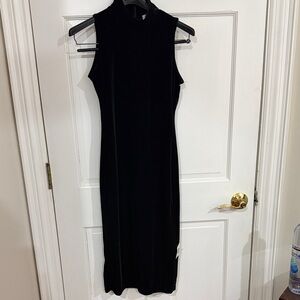 RD Style Black Stretch Velvet Midi Dress